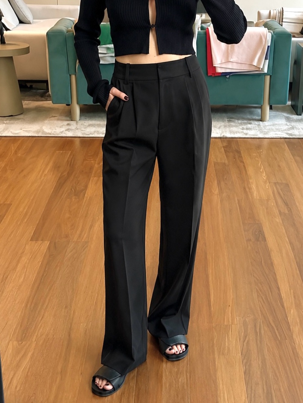 Favorite Daughter The Favorite Pant The Petite Pant High Waist Size 12 Black - Picture 4 of 15